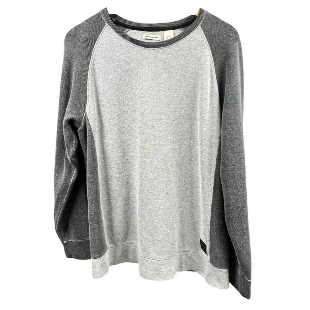 DKNY Sweater Shirt‎ Mens Large Gray Pullover Top Long Sleeve Stretchy